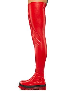 AZALEA WANG EURO THIGH HIGH BOOTS RED SIZE 10 US